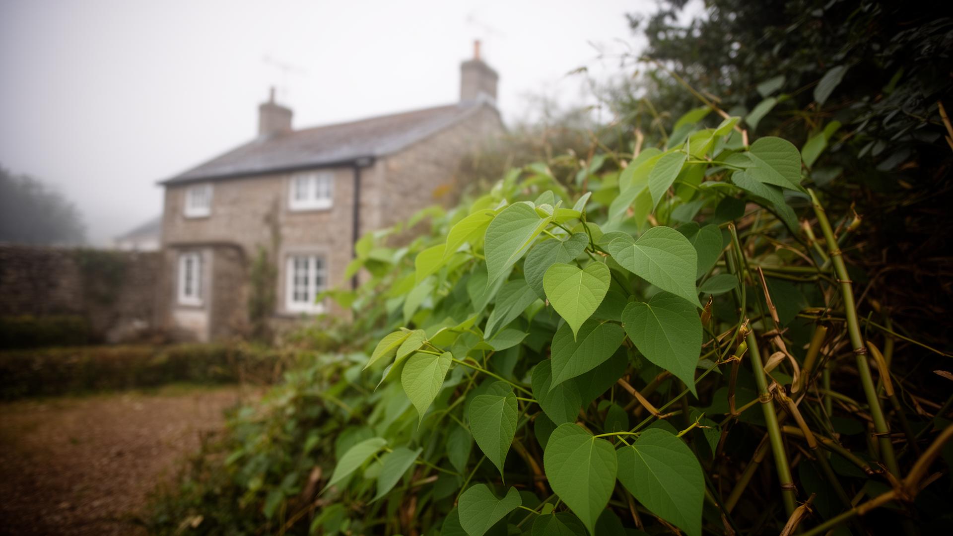 Japanese Knotweed growing near a property on the Isle of Wight